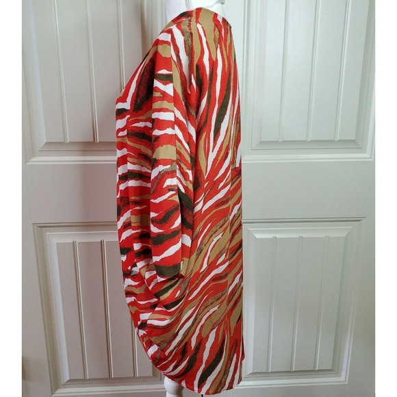 C Apparel Womens Red Multicolor Open Front Shrug S - Picture 4 of 8